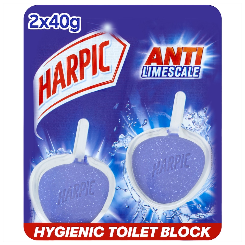 image 1 of Harpic Hygienic Remover Toilet Block Limescale 2X40g
