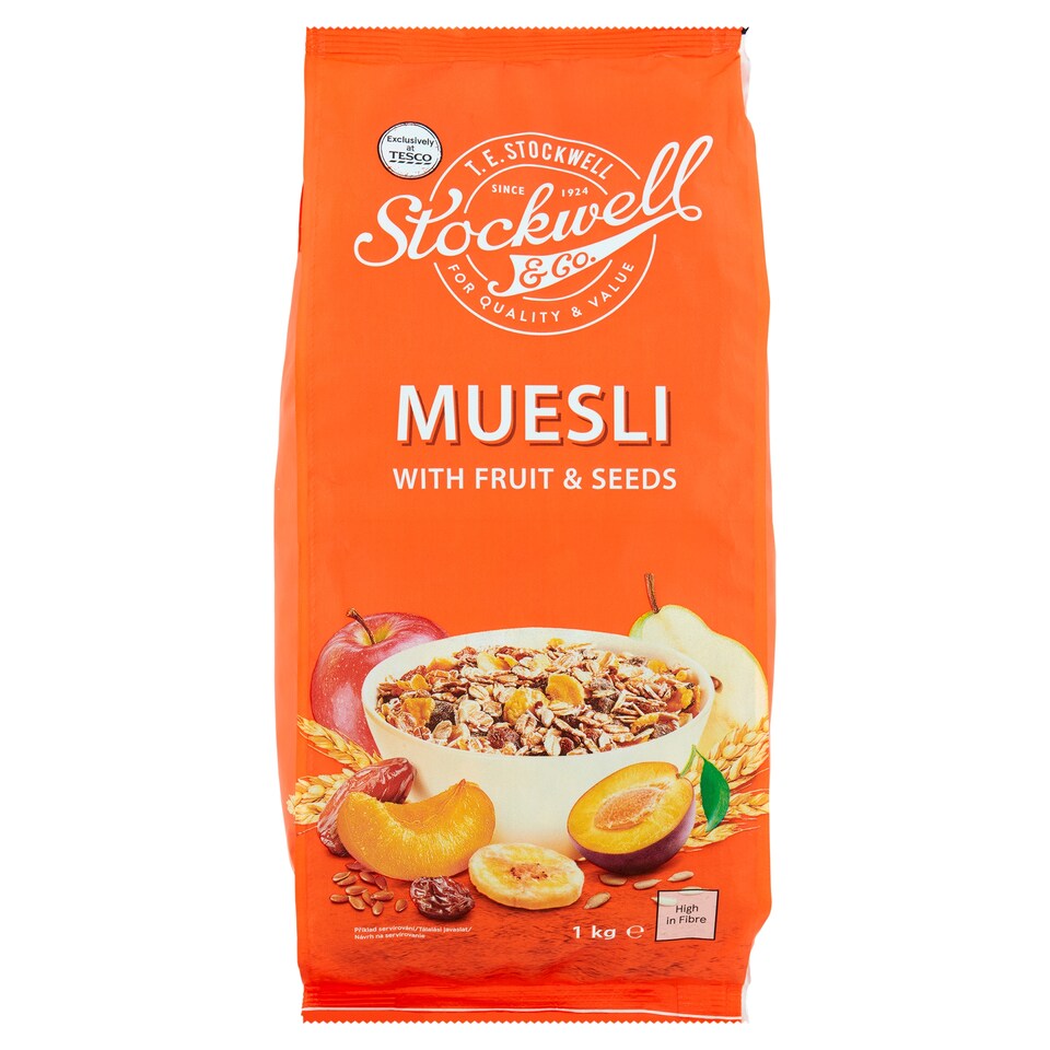 Stockwell & Co. gabonapehely aszalt gyümölcsdarabokkal, banánchips darabokkal, napraforgómaggal 1 kg