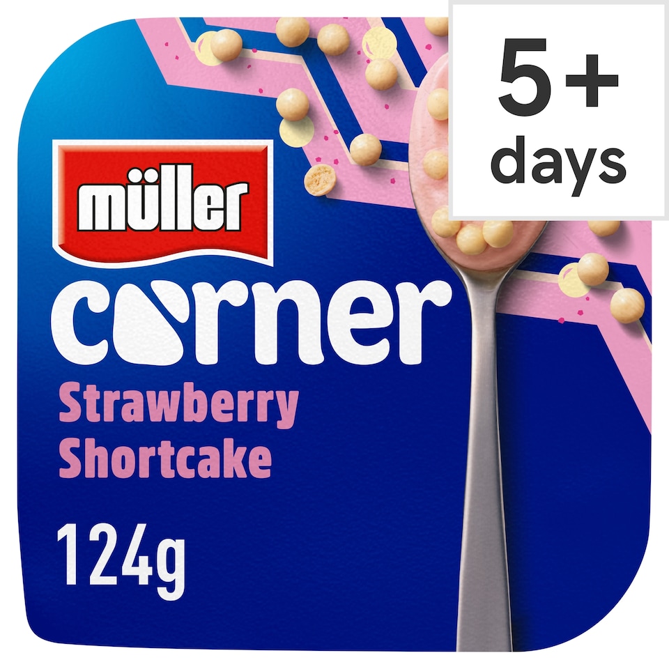 image 1 of Muller Corner Strawberry Yogurt with White Chocolate Shortcake Balls 124g