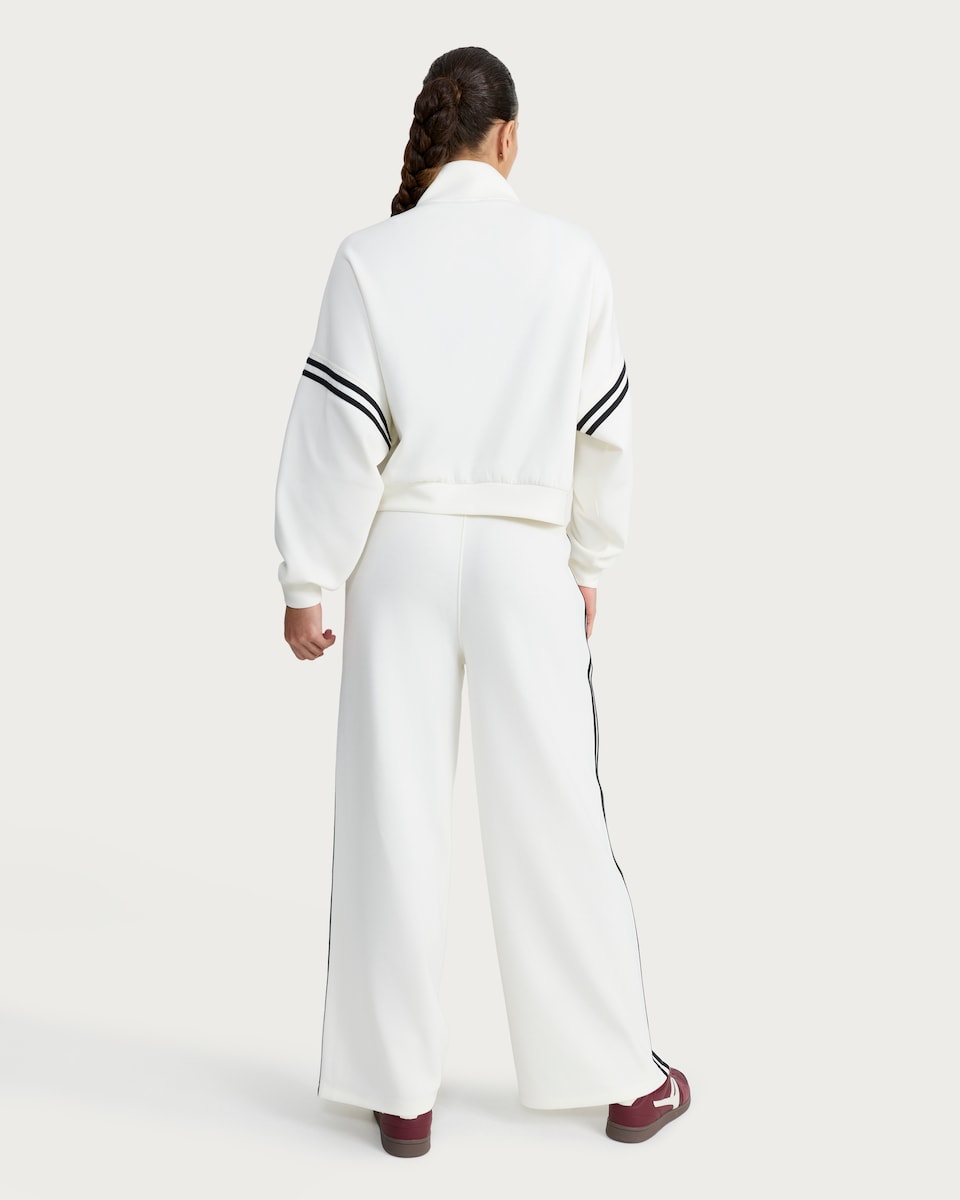 image 1 of F&F Active AFTERCLASS Side Stripe Wide Leg Joggers in Cream