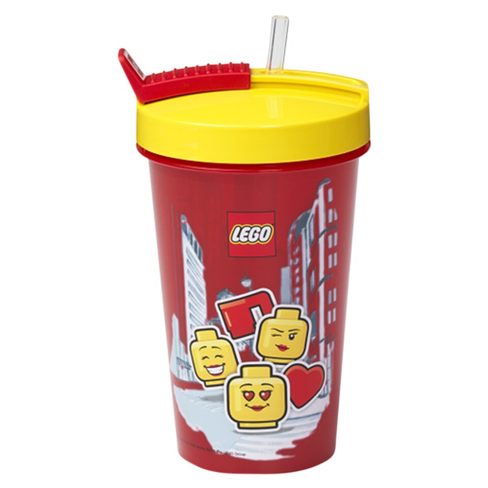 image 1 of LEGO Iconic Girl Red Transparent Tumbler with Straw 500 ml
