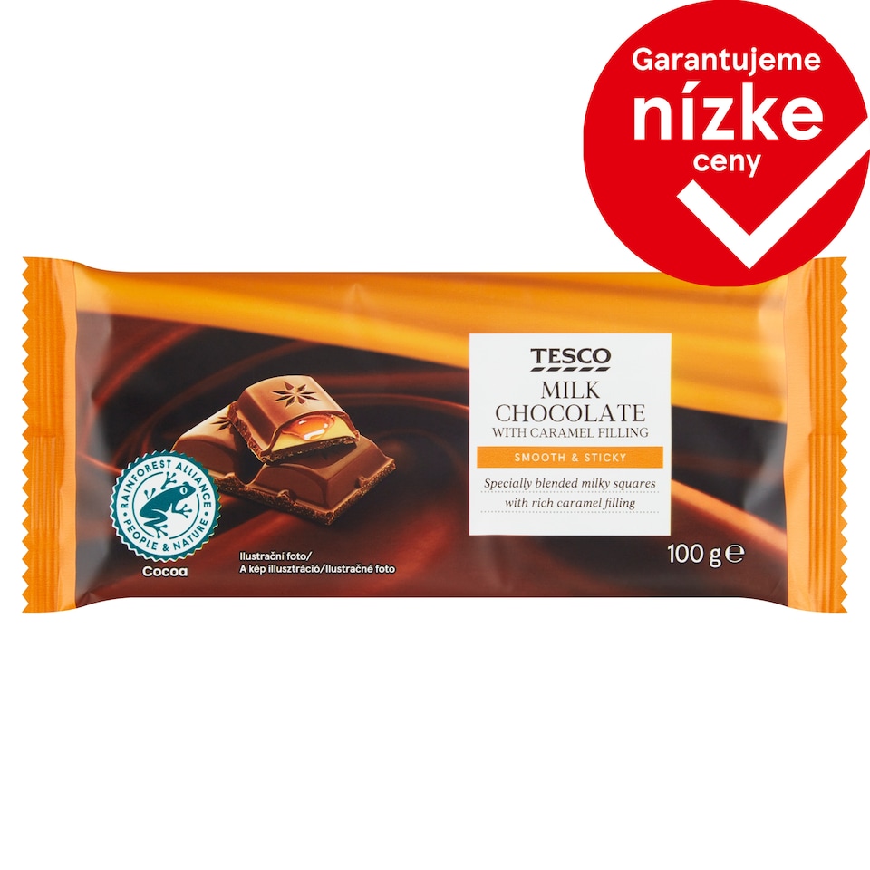 Tesco Mliečna čokoláda s karamelovou náplňou 100 g