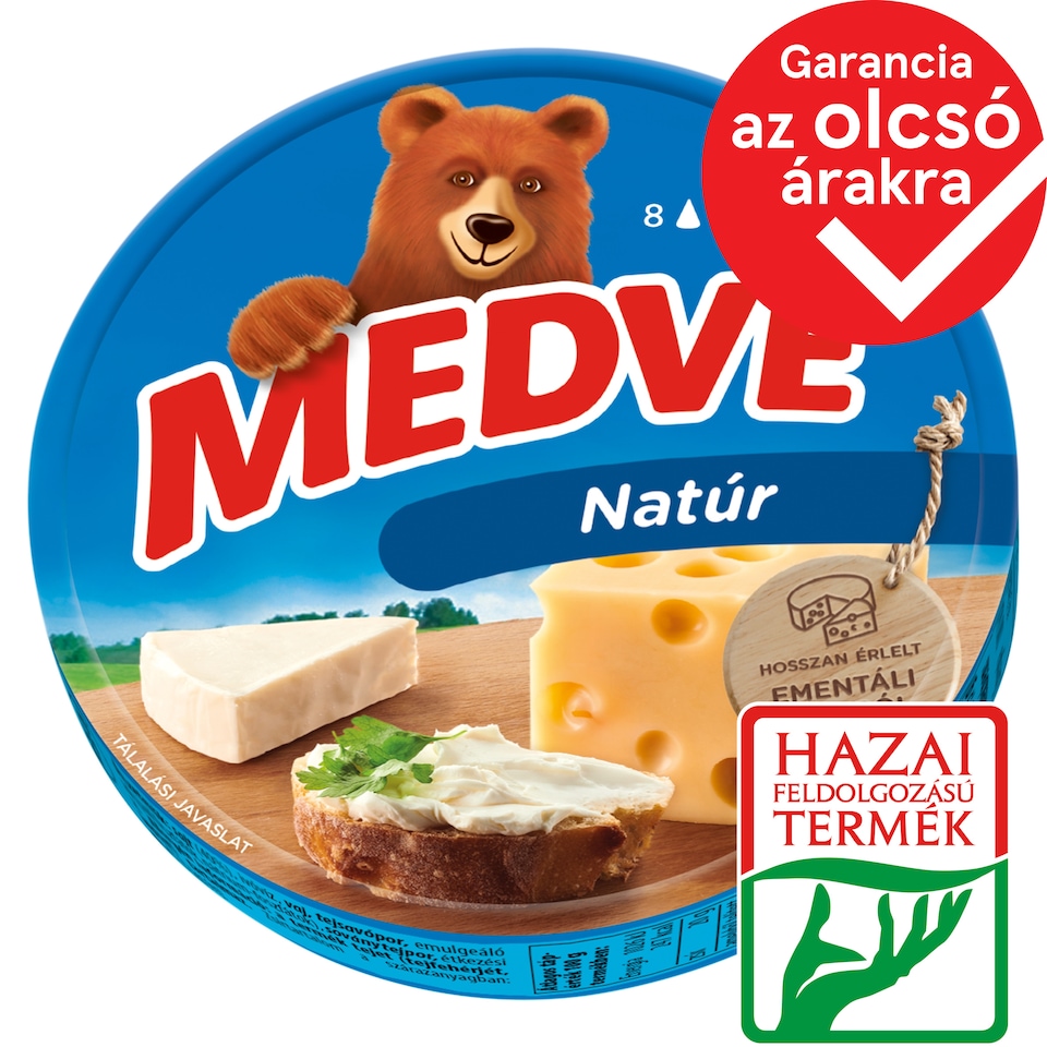 Medve natúr kenhető, zsíros ömlesztett sajt 8 x 17,5 g (140 g)