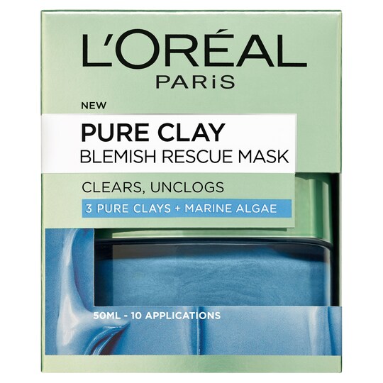 L'oreal Paris Pure Clay Blemish Rescue Face Mask 50Ml Tesco Groceries