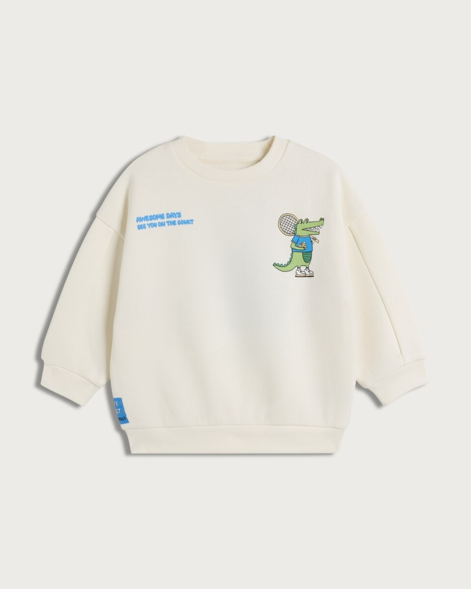 F&F Boys Cotton Rich Crocodile Print Sweatshirt in Cream