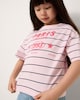 image 2 of F&F Girls Pure Cotton Striped Slogan T-Shirt in Pink