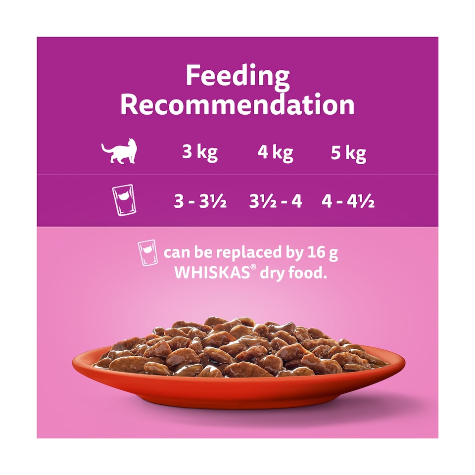 image 1 of Whiskas Adult Wet Cat Food Pouches Meaty Meals in Gravy 12x85g