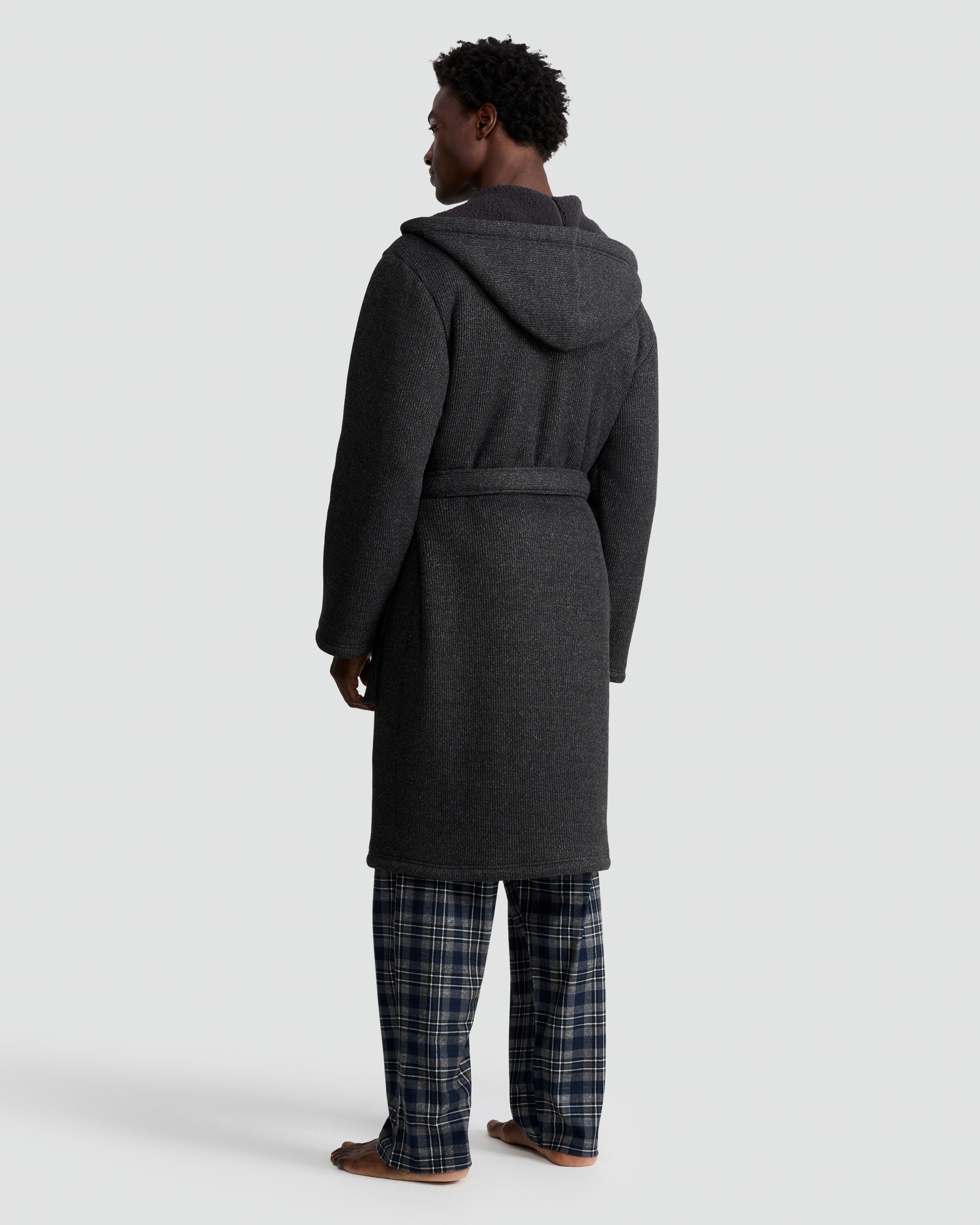 F&F Ribbed Hooded Dressing Gown in Grey