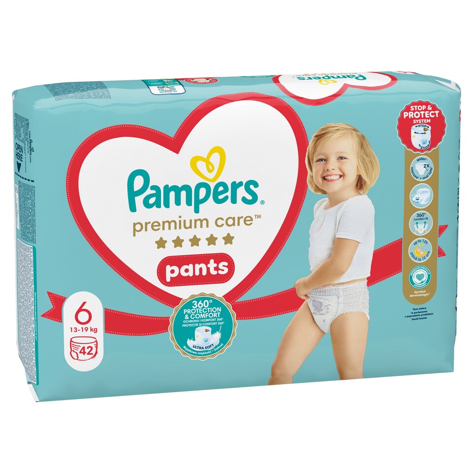 obrázok 1 z Pampers Premium Care plienkové nohavičky veľkosť 6, 42 plienok, 13kg-19kg