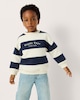 image 2 of F&F Boys Cotton Rich Striped Sweatshirt in Navy