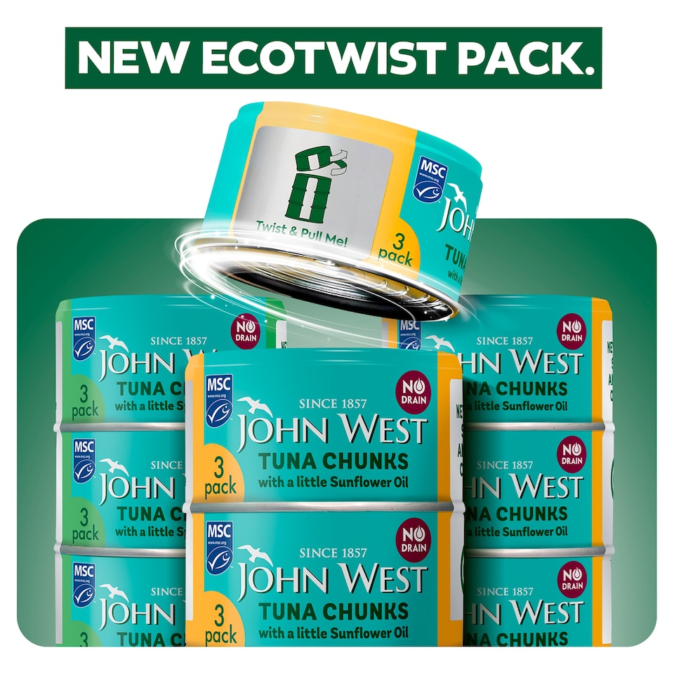 image 1 of John West No Drain Tuna Chunks with a Little Sunflower Oil MSC 3x100g