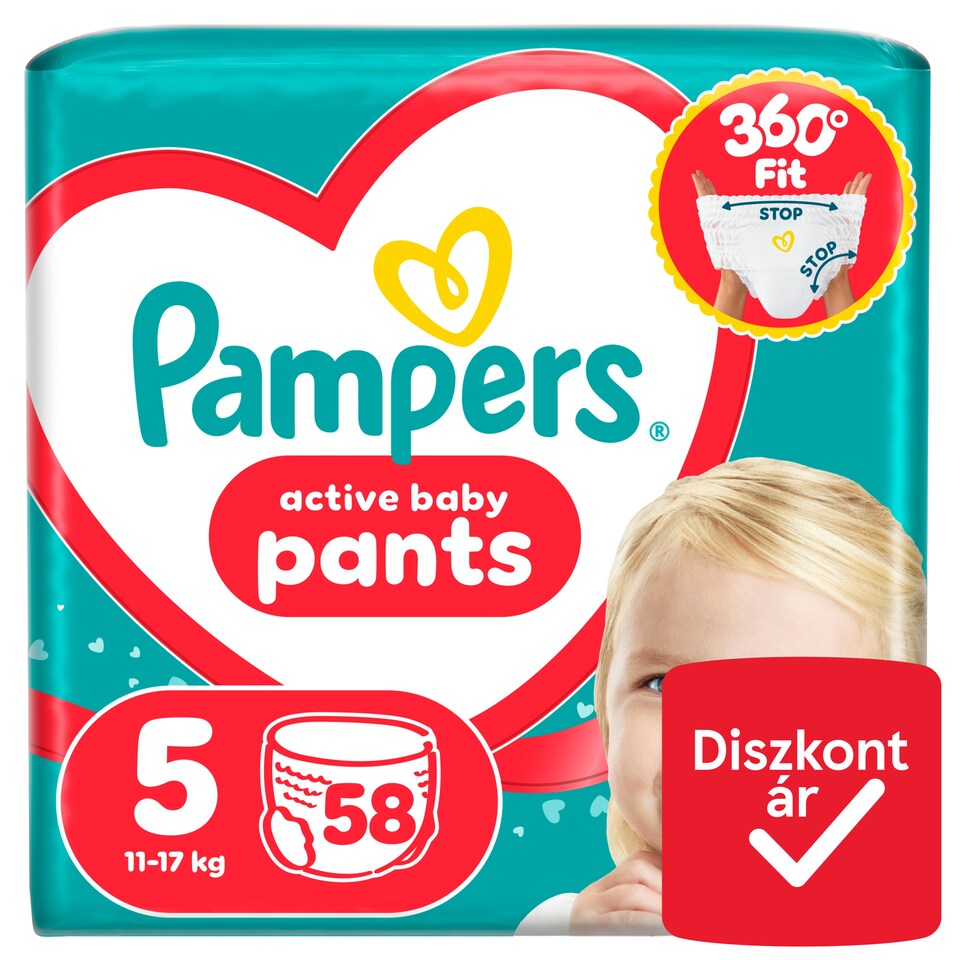 Pampers Active Baby Bugyipelenka, Méret: 5, 58 db Pelenka, 11kg-17kg  1. kép