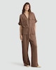 image 2 of F&F Zip Front Tie Waist Shirt in Brown