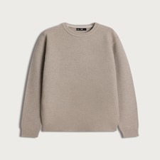 F&F Knitted Ribbed Crew Neck Jumper in Neutral
