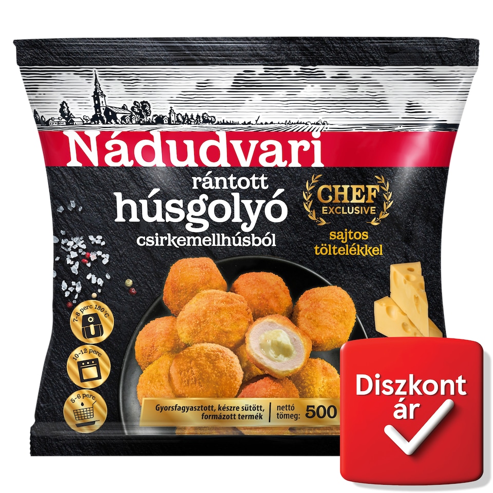 Nádudvari rántott húsgolyó csirkemellhúsból sajtos töltelékkel 500 g
