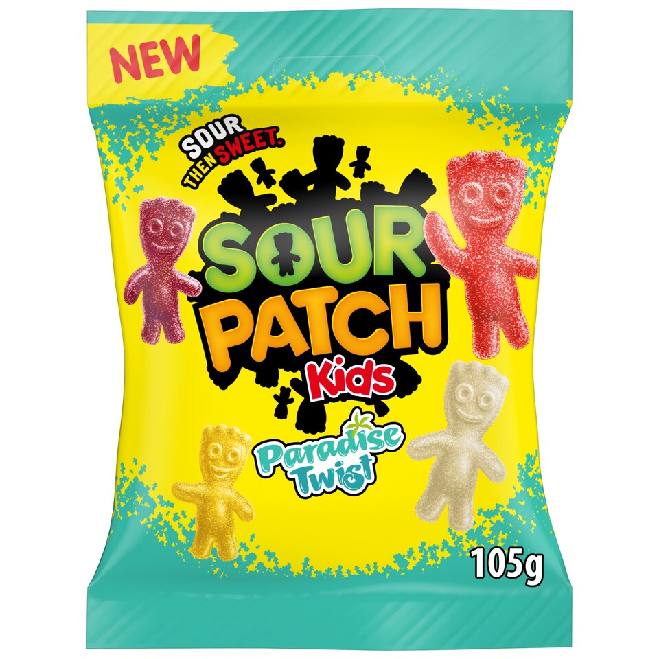 SOUR PATCH Kids Paradise Twist Tropical Flavour Sweets 105g.
