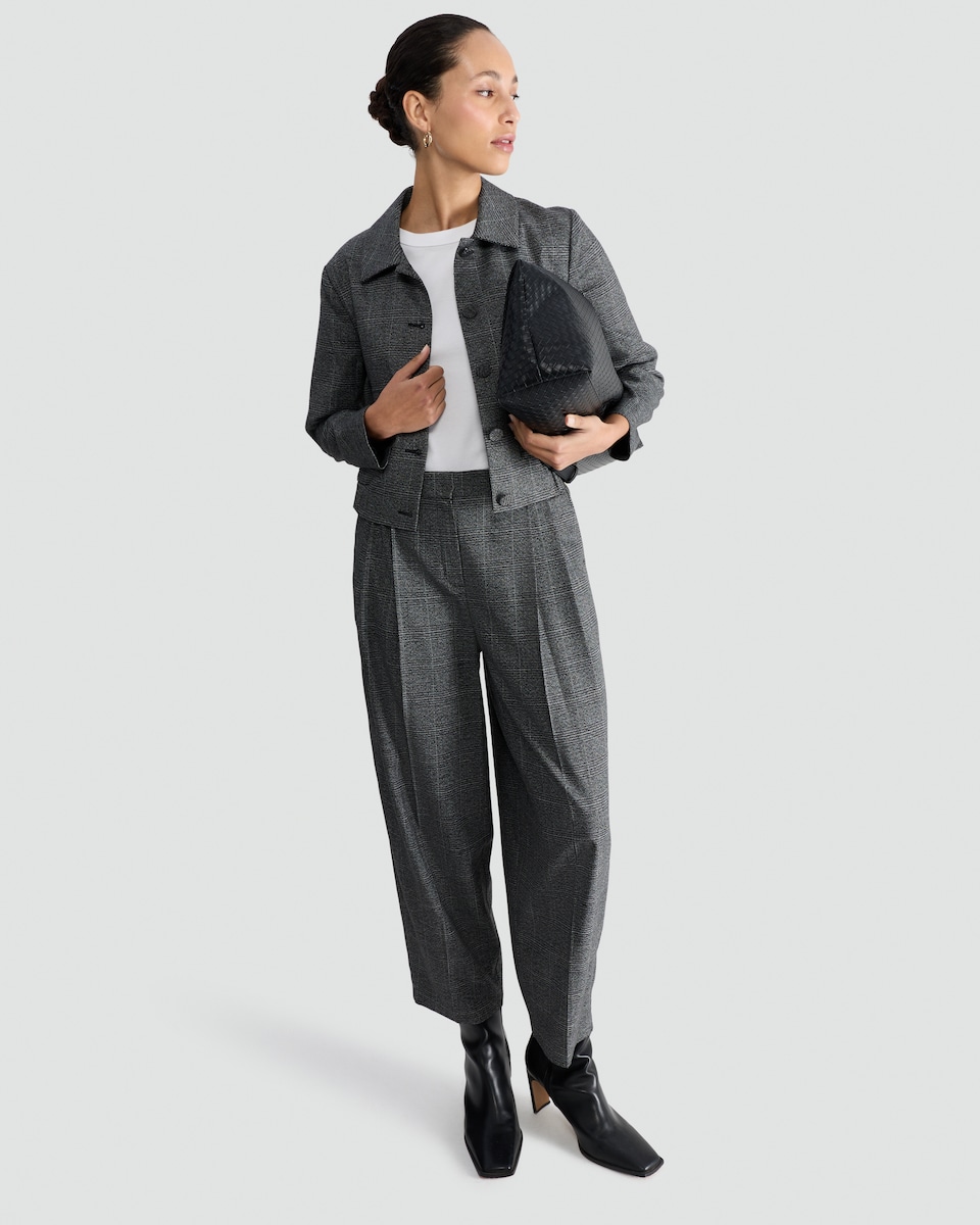 image 1 of F&F Check Cropped Jacket in Black