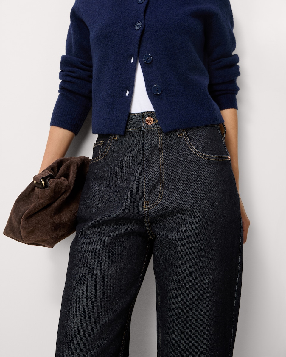image 1 of F&F High Rise Straight Leg Jeans in Navy