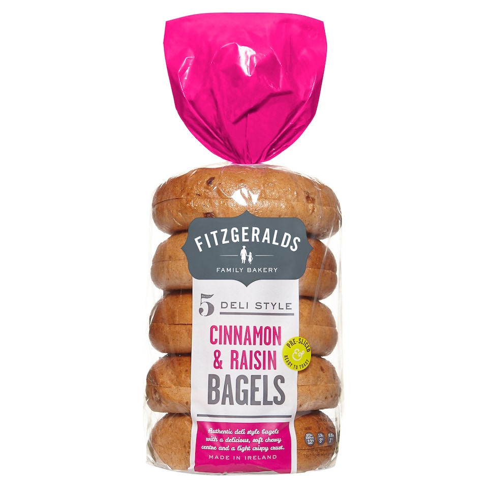 Fitzgeralds 5 Cinnamon And Raisin Bagels