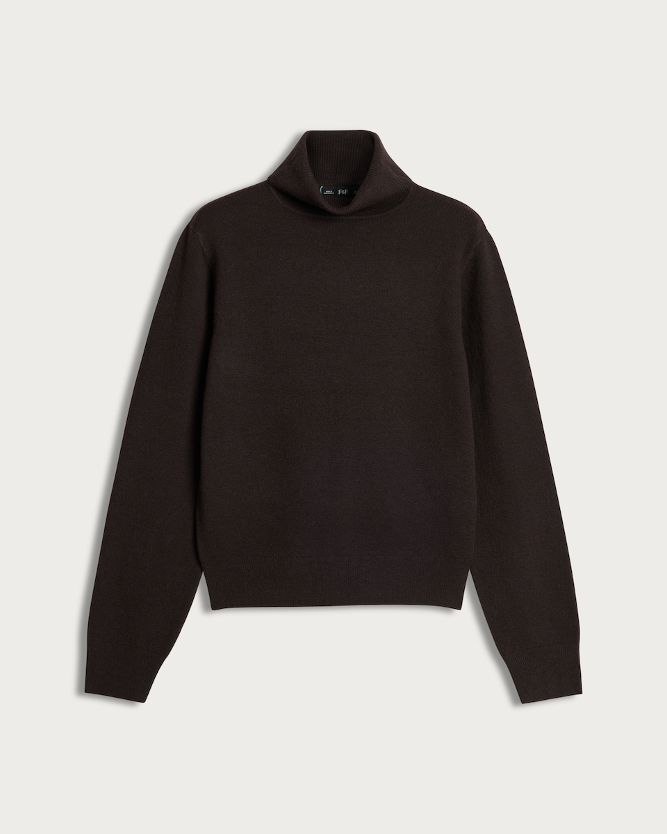 image 1 of F&F Knitted Roll Neck Jumper in Chocolate