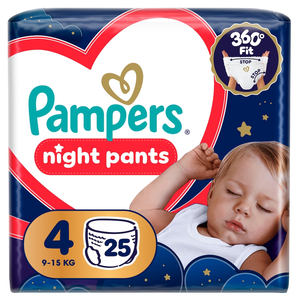 image 1 of Pampers Night Nappy Pants Size 4, 25 Nappies, 9kg-15kg
