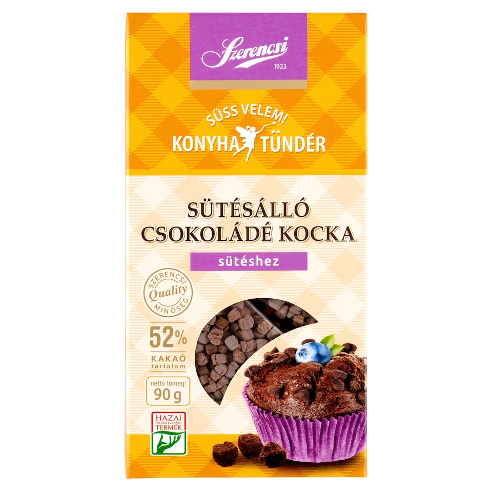 Szerencsi Konyhatündér sütésálló csokoládé kocka sütéshez 90 g  1. kép
