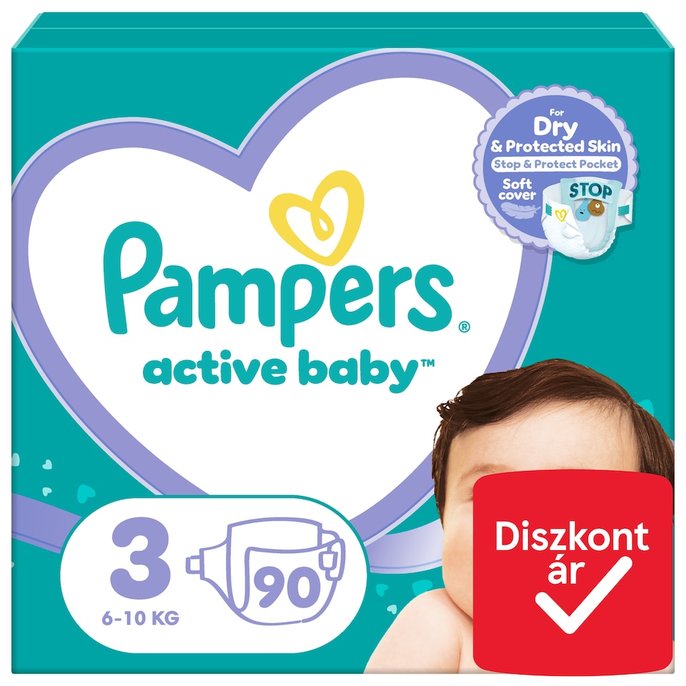 Pampers Active Baby Pelenka, Méret: 3, 90 db Pelenka, 6kg-10kg  1. kép