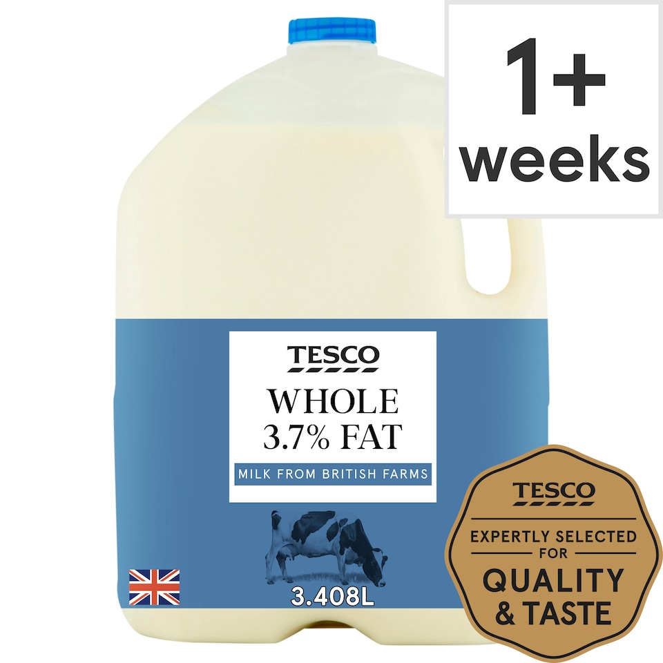 Tesco British Whole Milk 3.408L, 6 Pints