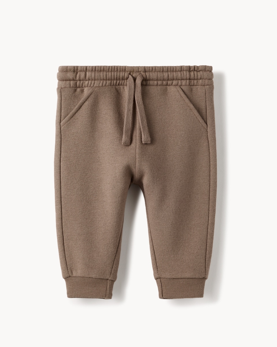 image 1 of F&F Baby 2-Piece Cotton Rich Striped Bear Sweatshirt and Joggers Set in Neutral
