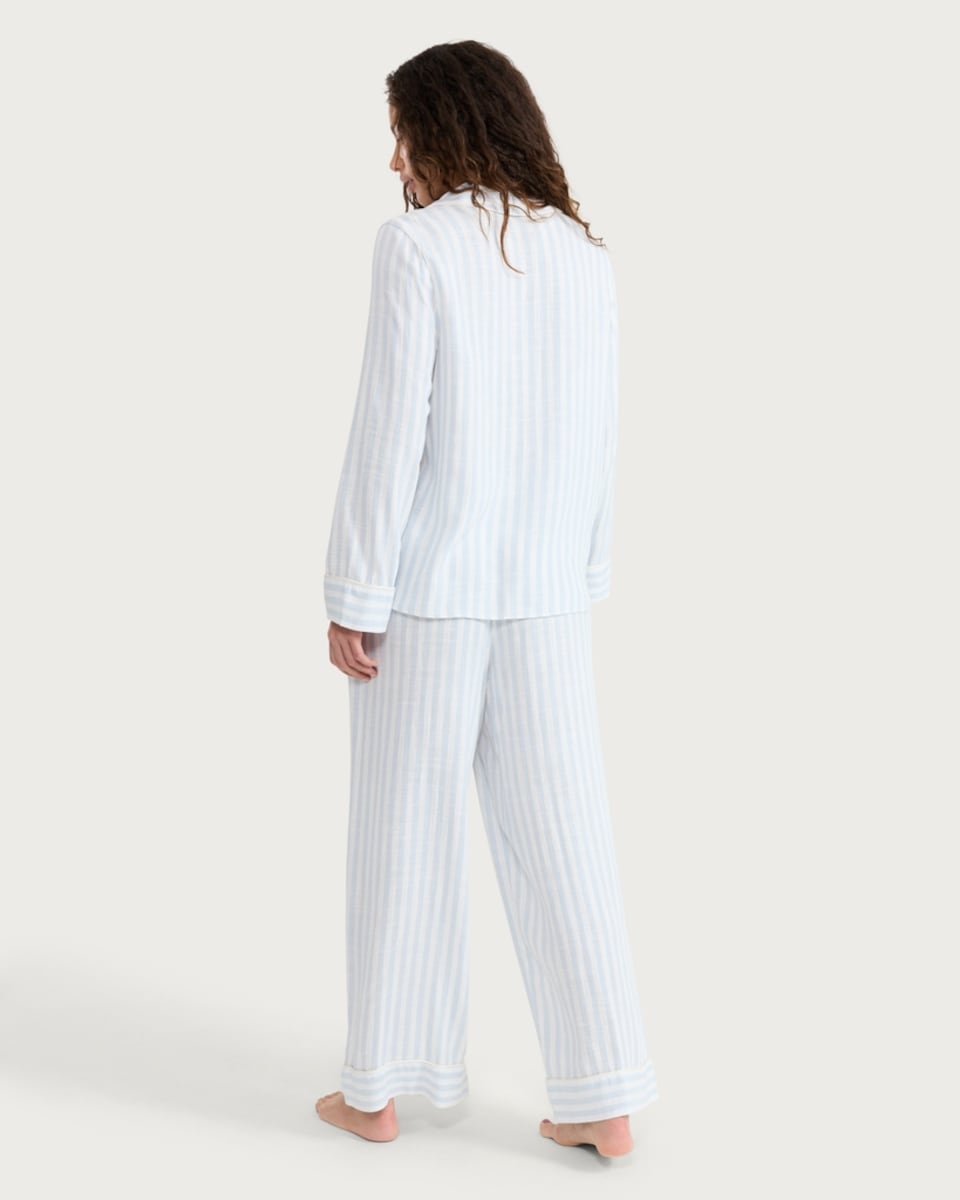 image 1 of The F&F Edit 2-Piece Striped Pyjama Set with Linen in Multi Blue