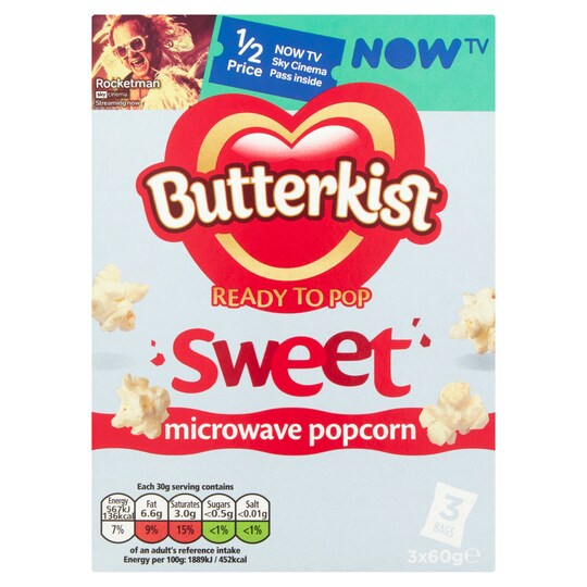Butterkist Microwave Sweet Popcorn 3X60g Tesco Groceries