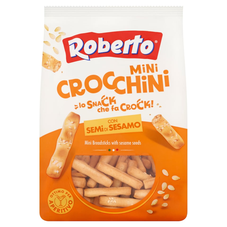 Roberto Mini Crocchini Grissini Breadsticks with Sunflower Oil and Sesame Seeds 150 g
