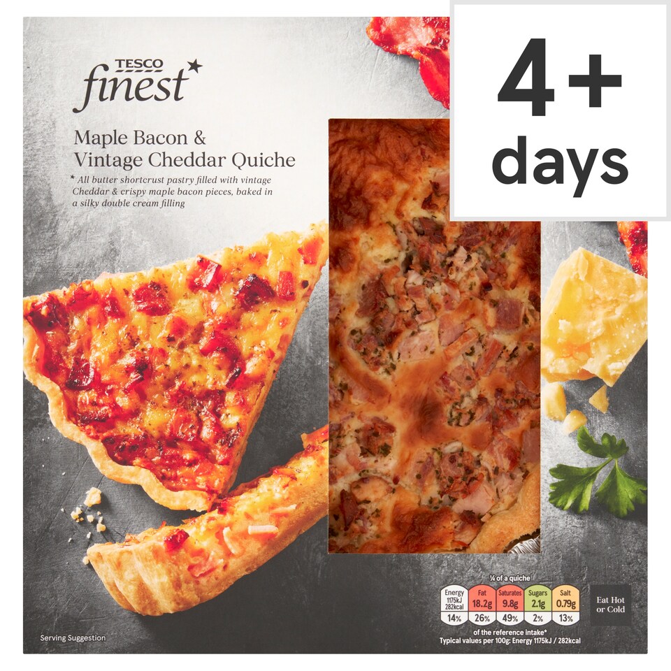TESCO finest Maple Bacon & Vintage Cheddar Quiche 400g
