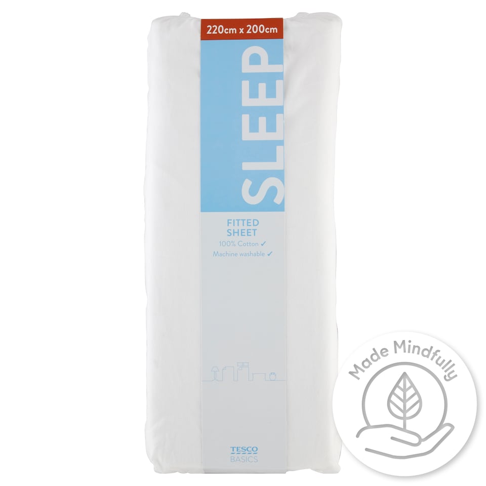 Tesco Basics Sleep Fitted Sheet 220 cm x 200 cm
