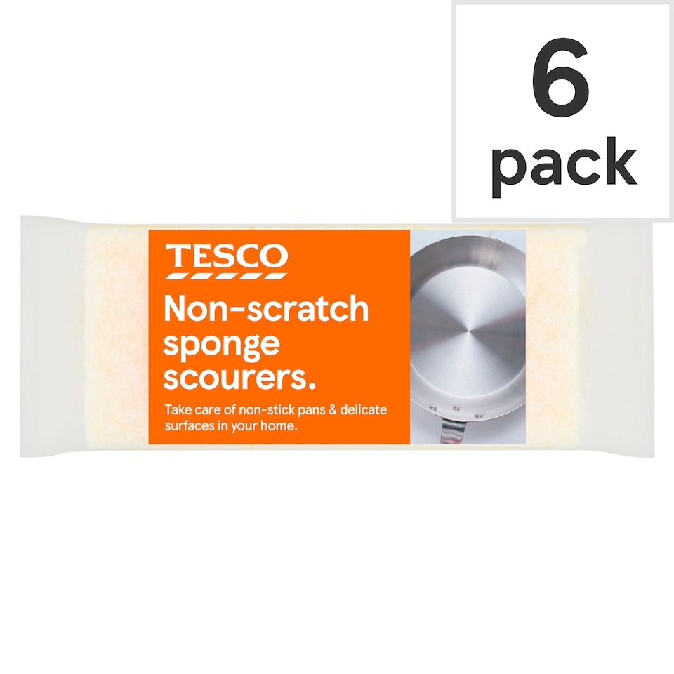 Tesco Non-Scratch Sponge Pan Cleaners 6 Pack
