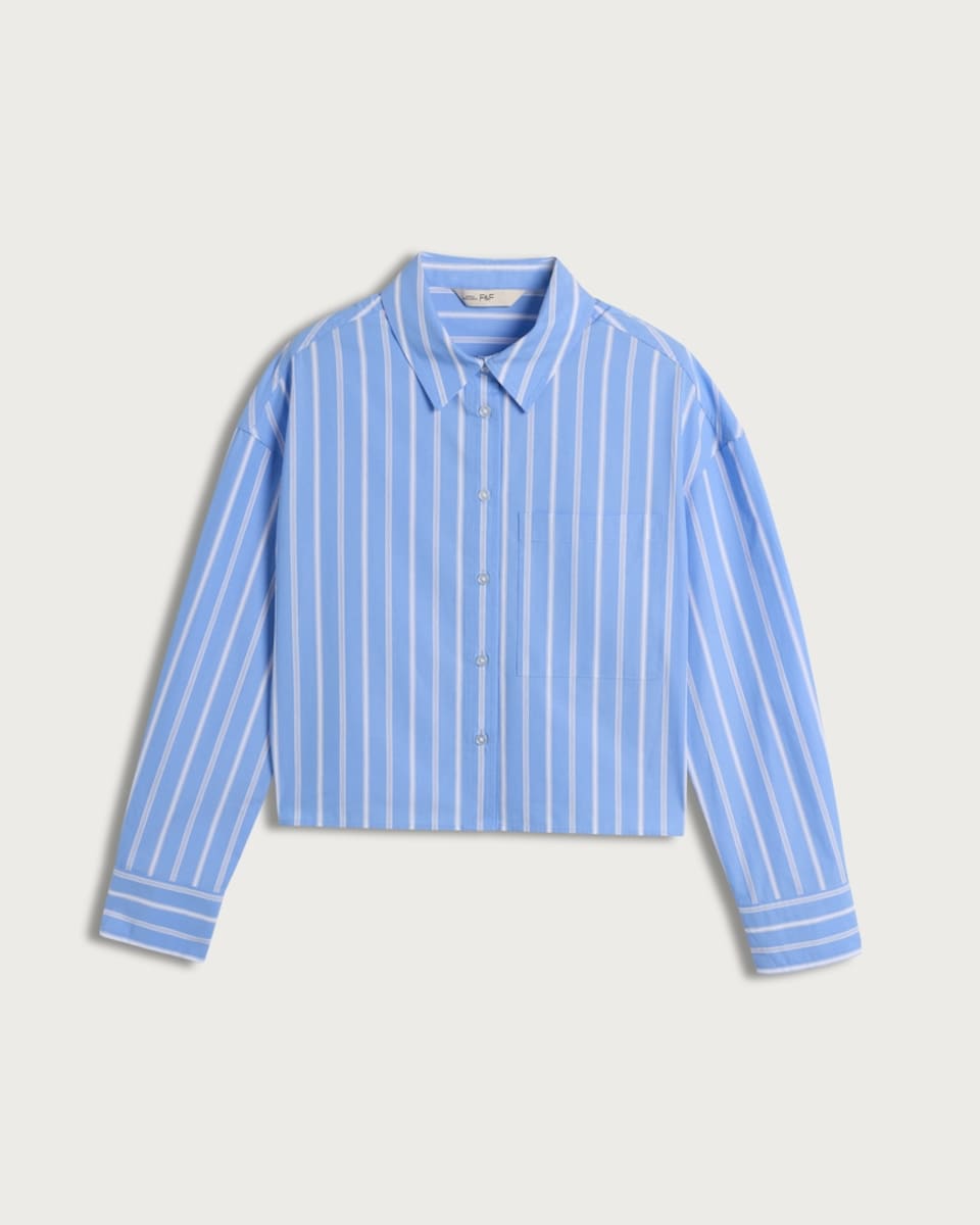 The F&F Edit Pure Cotton Poplin Stripe Shirt in Blue