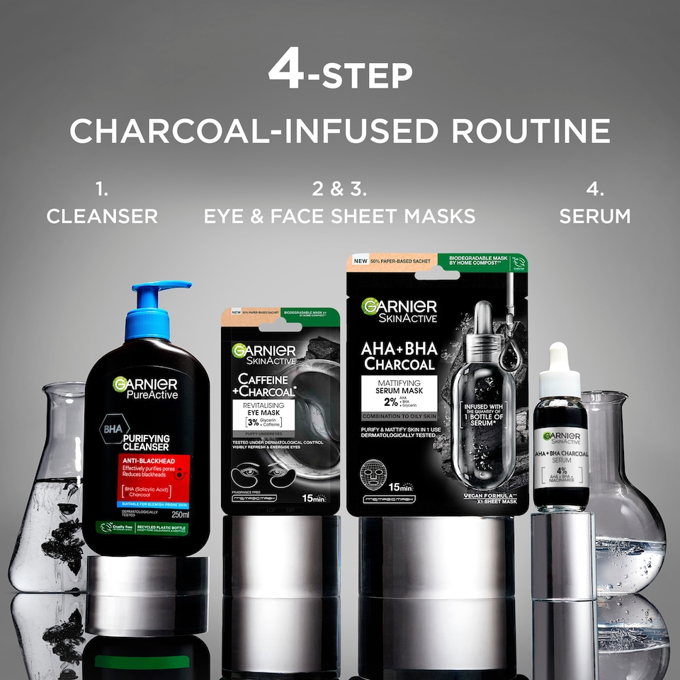 image 1 of Garnier Skinactive Caffeine & Charcoal Revitalising Eye Mask 5g