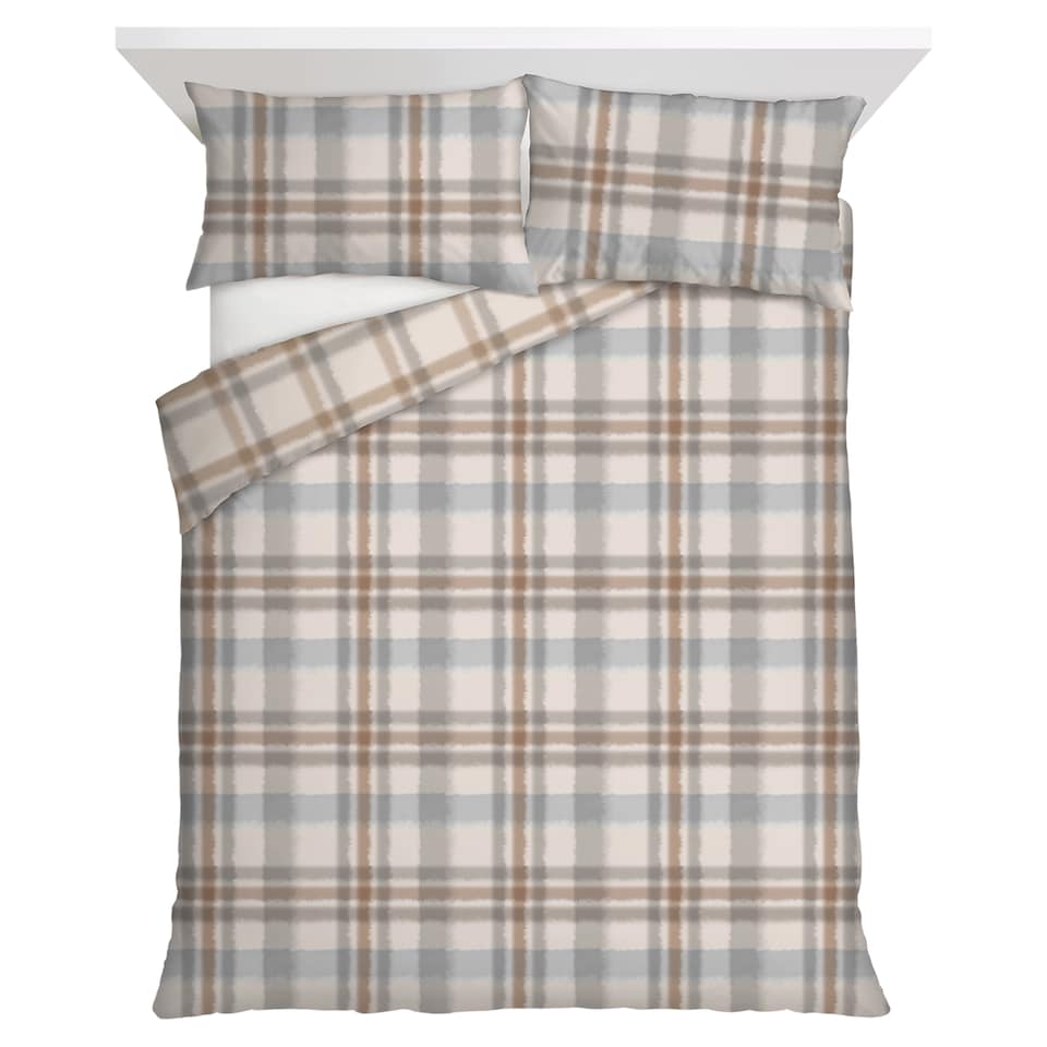 F&F Home Bedding Brushed Natural Check Duvet Set King