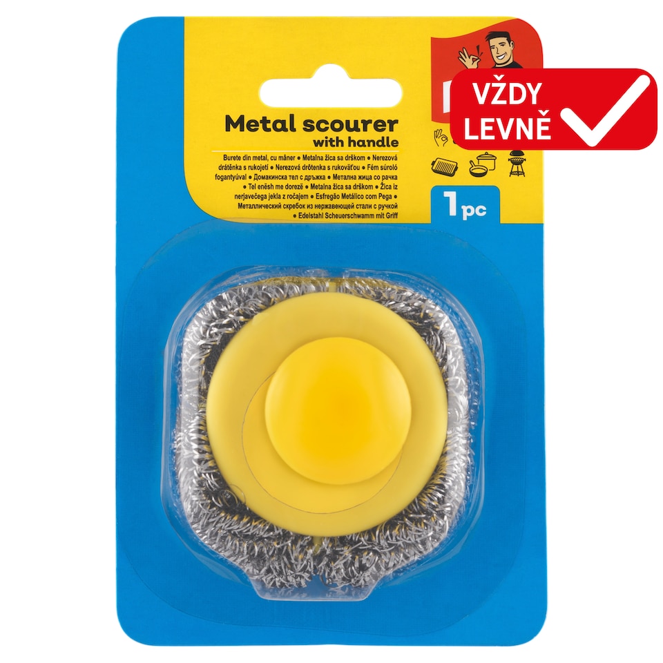 image 1 of Fino Metal Scourer with Handle 1 pc