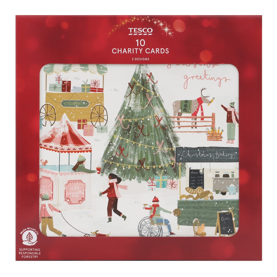 Tesco Winter Scene Christmas Cards 10 Pack