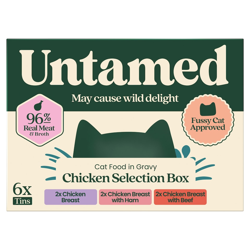 image 1 of Untamed Chicken Selection Box in Gravy Cat Food 6 x 75G 