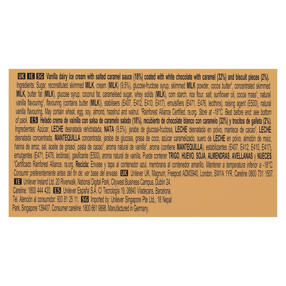 image 1 of Magnum Bonbon Gold Caramel Billionaire Ice Cream Frozen Snack 204ml
