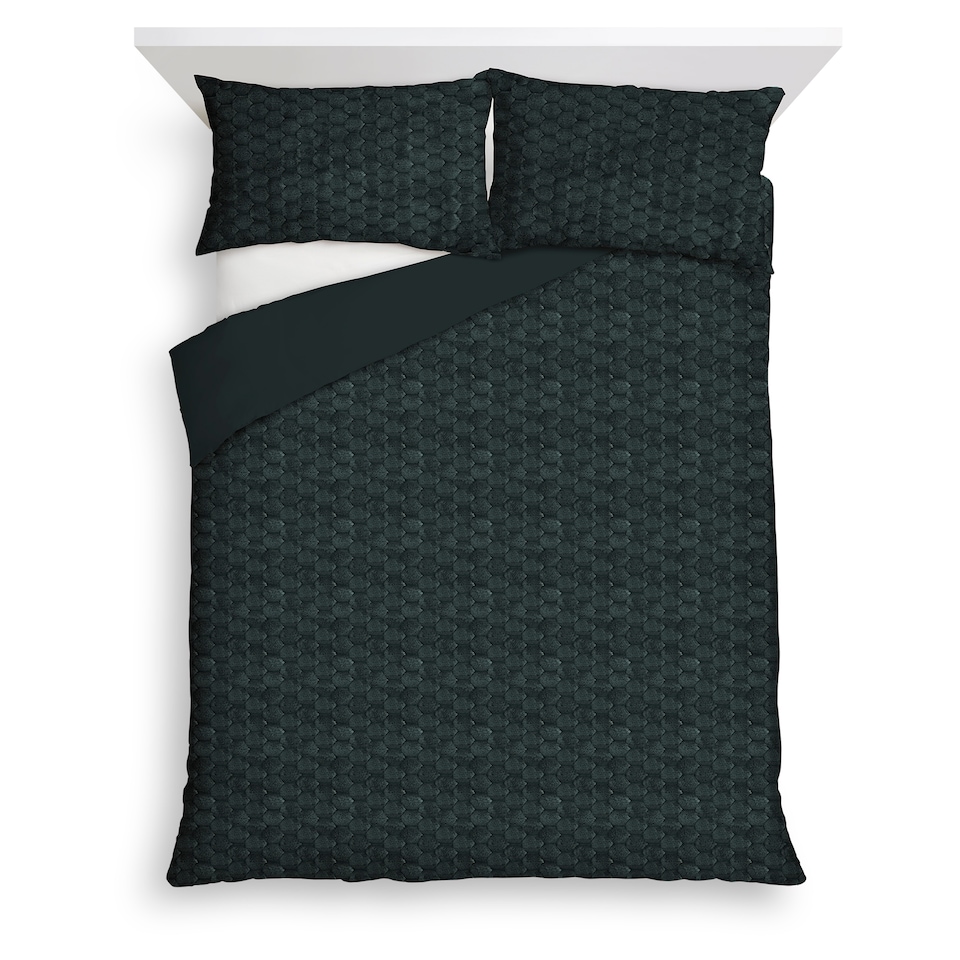 F&F Home Green Bubble Faux Fur Duvet Set King