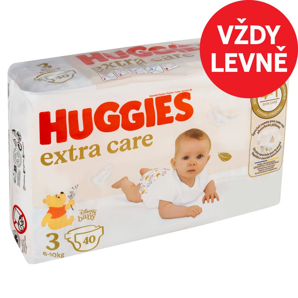 Huggies Extra Care plenky velikost 3 pro děti 6-10kg 40 ks