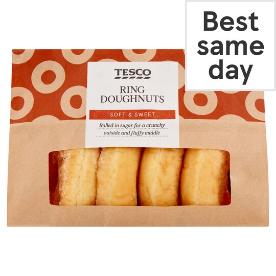 Tesco Sugar Ring Doughnuts 4 Pack Tesco Groceries