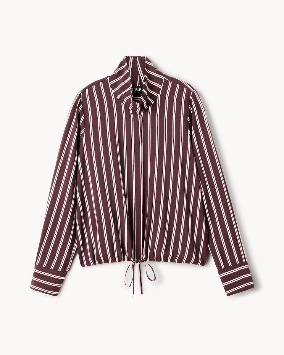 image 1 of F&F Funnel Neck Shirt in Multi Red