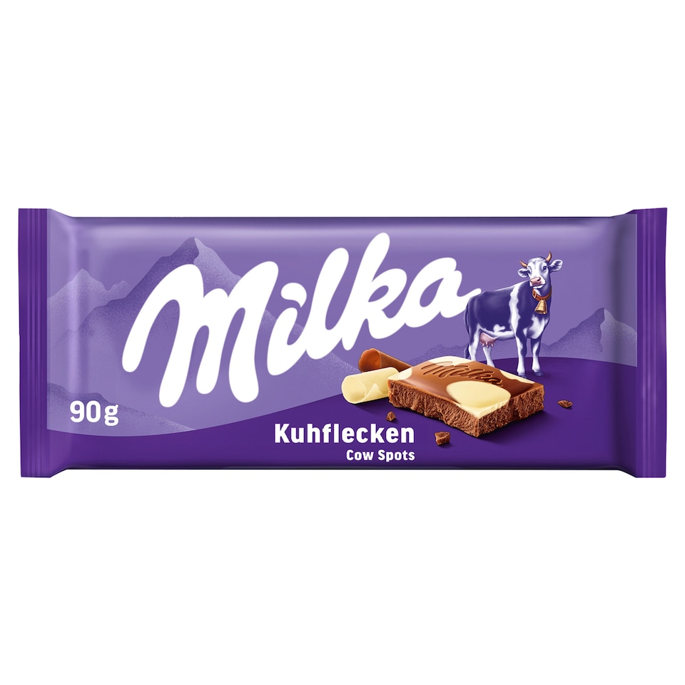 Milka alpesi tej felhasználásával készült tejcsokoládé fehér csokoládéval 90 g