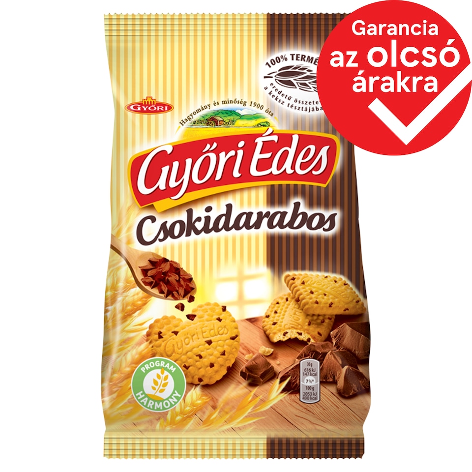 Győri Édes Csokidarabos Omlós, Mézes Keksz Csokoládédarabokkal 150 G