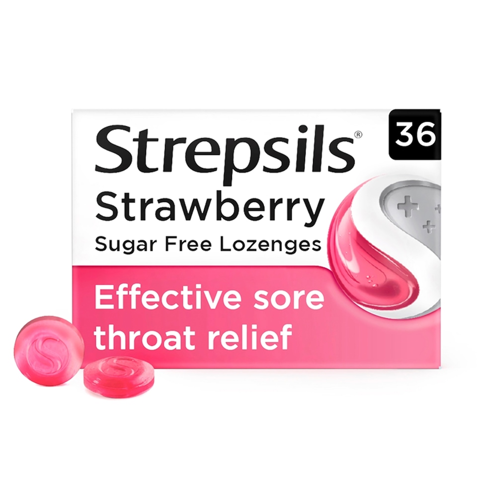image 1 of Strepsils Sugar Free Sore Throat Lozenges - Strawberry 36s