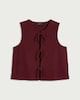 image 4 of F&F Striped Tie Front Co-ord Top in Burgundy